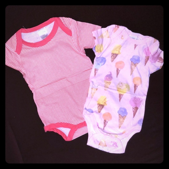 Other - Set of Ice Cream/Striped Onesies, size 6-9 months